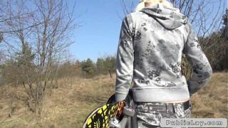 Sexy blonde Czech nubile banging in forest POV