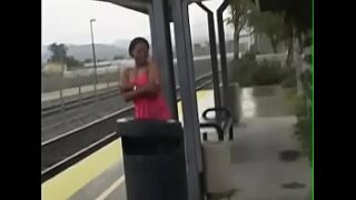 Dark-hued a too late for train so she get fuck inwards a motorhome