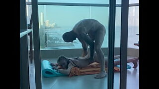 On public balcony, a little studient got packed in her cock-squeezing asshole !