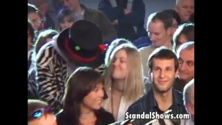 Hot brown-haired gal entices the crowd