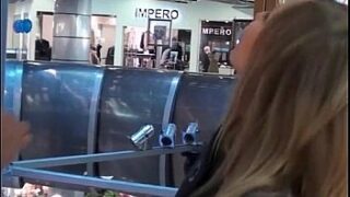 Fucking and blowjob in public bathroom