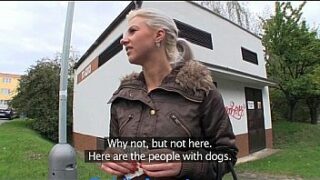 PublicAgent Cute Blonde fucks me in the shop cellar