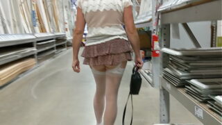 Wife walking around lows no panties short skirt see threw top