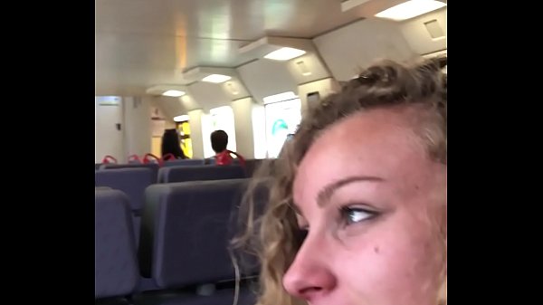 Angel Emily public oral in the train and cum-guzzling !!