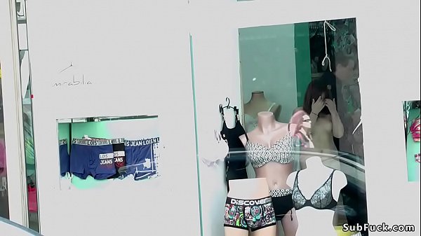 Petite asian takes fat dick in public