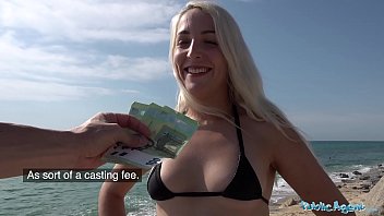 Public Agent Spanish stunner with bright hair fuck-fest on the beach