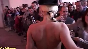 pliable sapphic stunners eating on stage