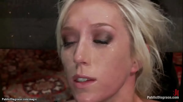 Blonde mouth group fucked in public