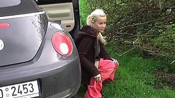 Sexy first-timer gf gets cum shot on back in the truck