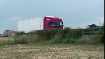 Extreme public sex with petite little girl and 2 guys with big dicks by highway