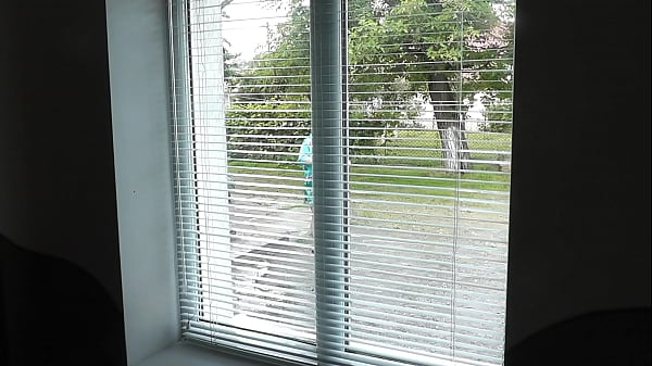 Milf naked in public. Voyeur. Frinas husband peeps in window like in house yard her pregnant sister dries clothes in bathrobe no bra and panties. Public nudity. Outdoors POV