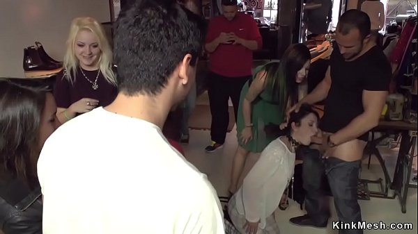 Babe dp gangbanged in public bar