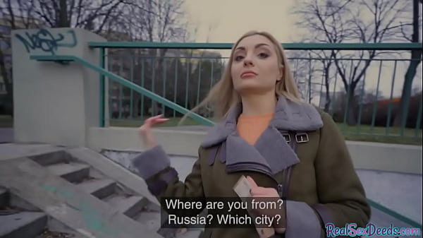 Blonde euro babe with natural tits gets fuck in public