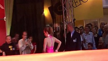 Girl enjoys playing with glass dildo