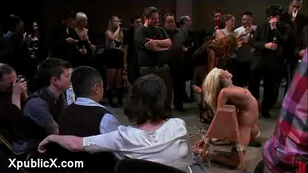 Blonde helpless bdsm babe dp fucked in public