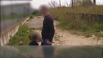 Naughty Teacher asks student to fuck outside in public parking lot on car hood and cumming in mouth – Almost caught by stranger Risky Public Sex