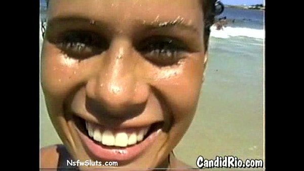 Latina in Bikini Flashes Tits at Beach