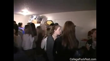 University Sorority Girl giving a blowjob in public at a party