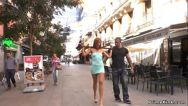 Redhead in stock walked in public