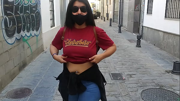 Risky public flash Tits